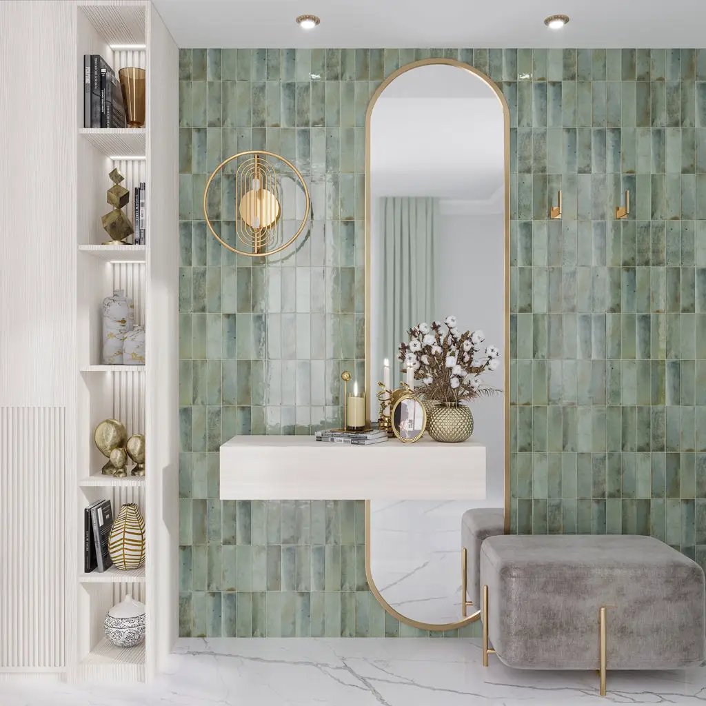 Antiek Sage Green 2.5x8 Glossy Ceramic Subway Tile (38 pack, 5.38 sq ft/case) by Apollo Tile