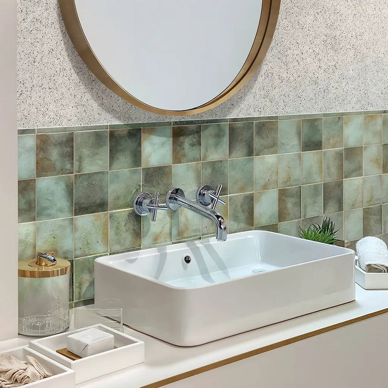 Sage Green 4x4 Glossy Ceramic Square Deco Tile (60 pack, 6.48 sq ft/case) by Apollo Tile