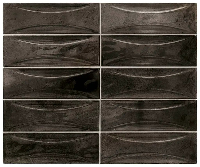 Black 2.5x8 Glossy Ceramic Subway Deco Tile (38 pack, 5.38 sq ft/case) by Apollo Tile