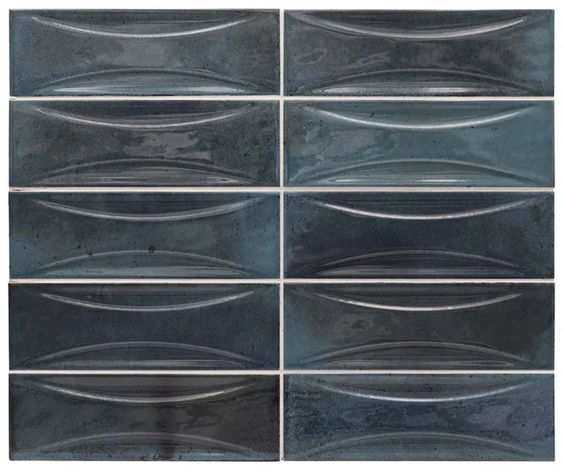 Spruce Blue 2.5x8 Glossy Ceramic Subway Deco Tile (38 pack, 5.38 sq ft/case) by Apollo Tile