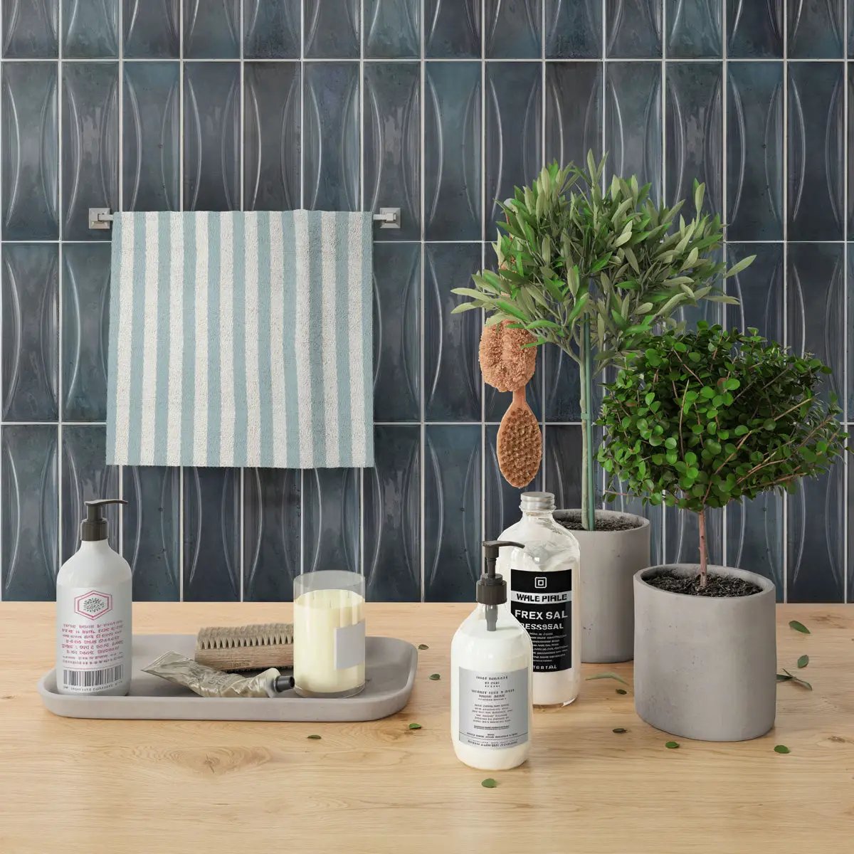 Spruce Blue 2.5x8 Glossy Ceramic Subway Deco Tile (38 pack, 5.38 sq ft/case) by Apollo Tile