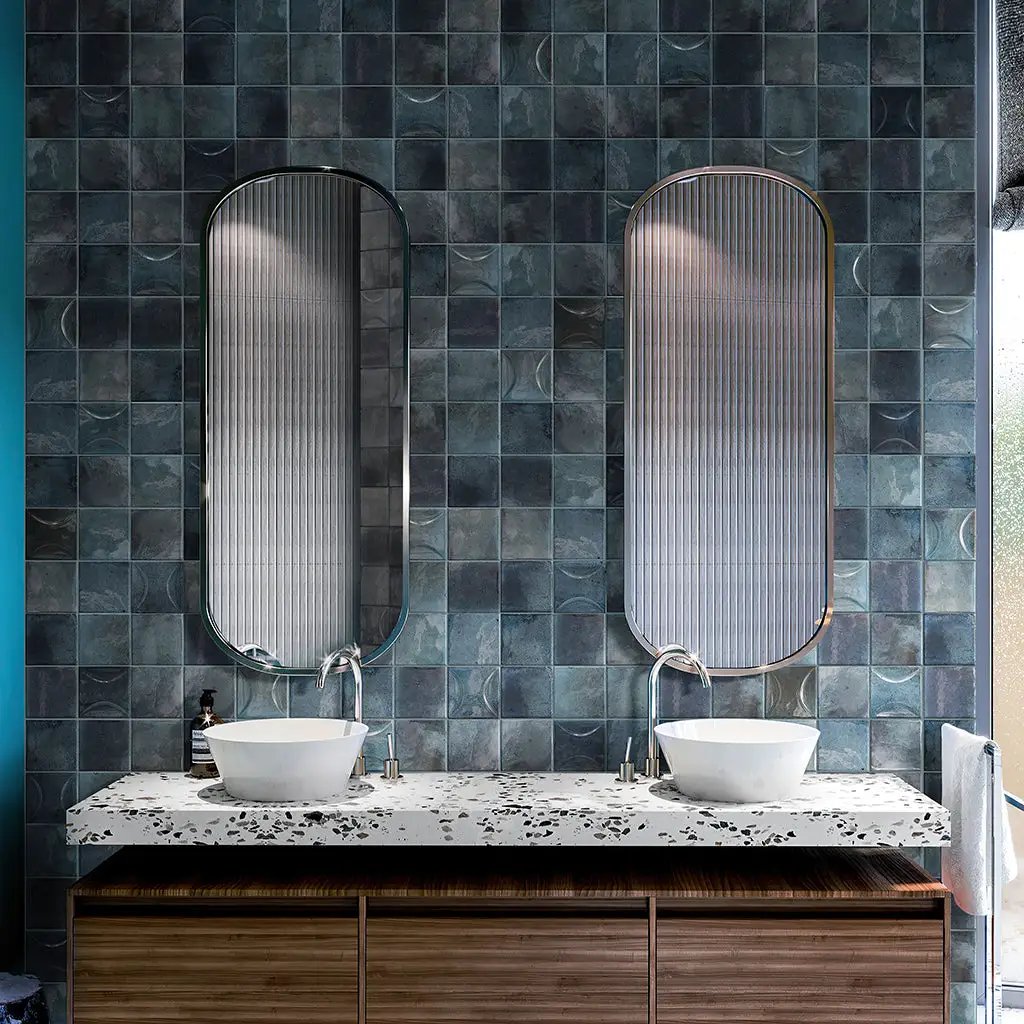 Spruce Blue 4x4 Glossy Ceramic Square Deco Tile (50 pack, 5.39 sq ft/case) by Apollo Tile