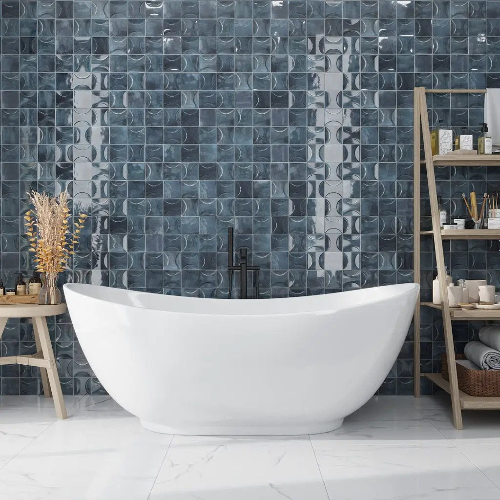 Spruce Blue 4x4 Glossy Ceramic Square Deco Tile (50 pack, 5.39 sq ft/case) by Apollo Tile