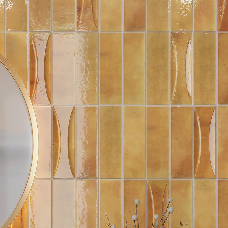 Honey Orange 2.5x8 Glossy Ceramic Subway Deco Tile (38 pack, 5.38 sq ft/case) by Apollo Tile
