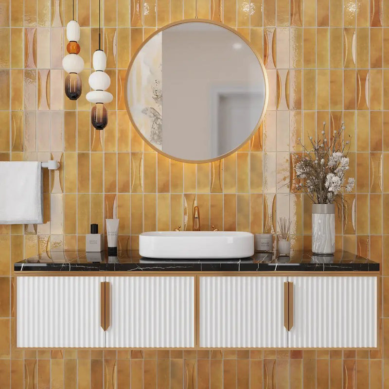 Honey Orange 2.5x8 Glossy Ceramic Subway Tile (38 pack, 5.38 sq ft/case) by Apollo Tile