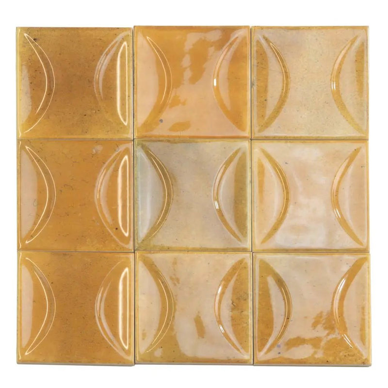 Honey Orange 4x4 Glossy Ceramic Square Deco Tile (50 pack, 5.39 sq ft/case) by Apollo Tile