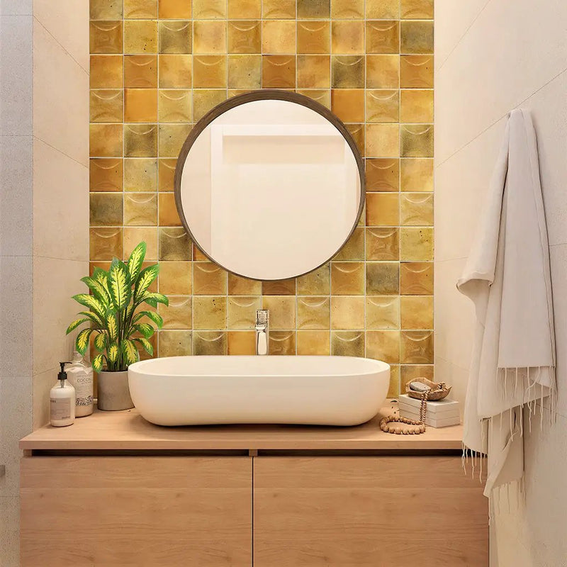 Honey Orange 4x4 Glossy Square Ceramic Tile (60 pack, 6.48 sq ft/case) by Apollo Tile
