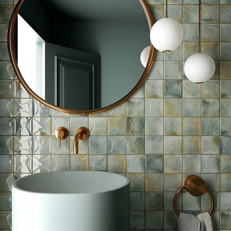 Sage Green 4x4 Glossy Ceramic Square Deco Tile (60 pack, 6.48 sq ft/case) by Apollo Tile