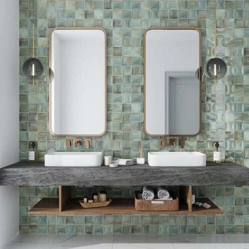 Sage Green 4x4 Glossy Ceramic Square Deco Tile (60 pack, 6.48 sq ft/case) by Apollo Tile