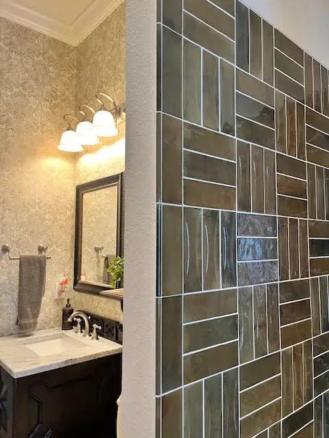 Olive Green 2.5x8 Glossy Ceramic Subway Tile (38 pack, 5.38 sq ft/case) by Apollo Tile