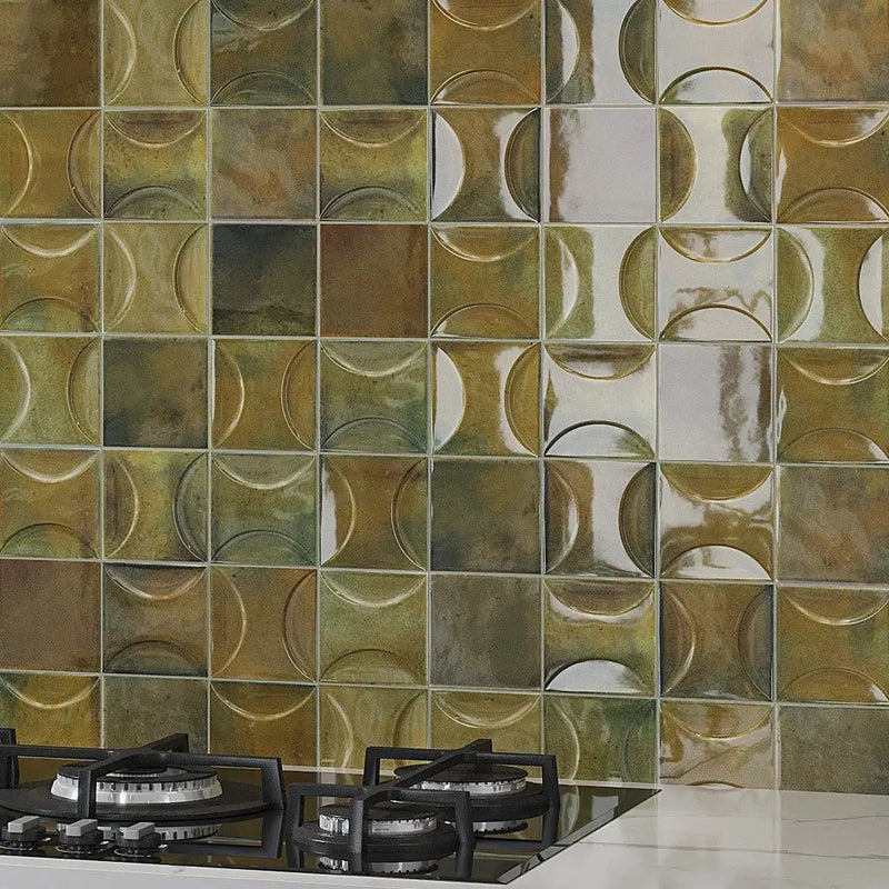 Olive Green 4x4 Glossy Square Ceramic Tile (60 pack, 6.46 sq ft/case) by Apollo Tile