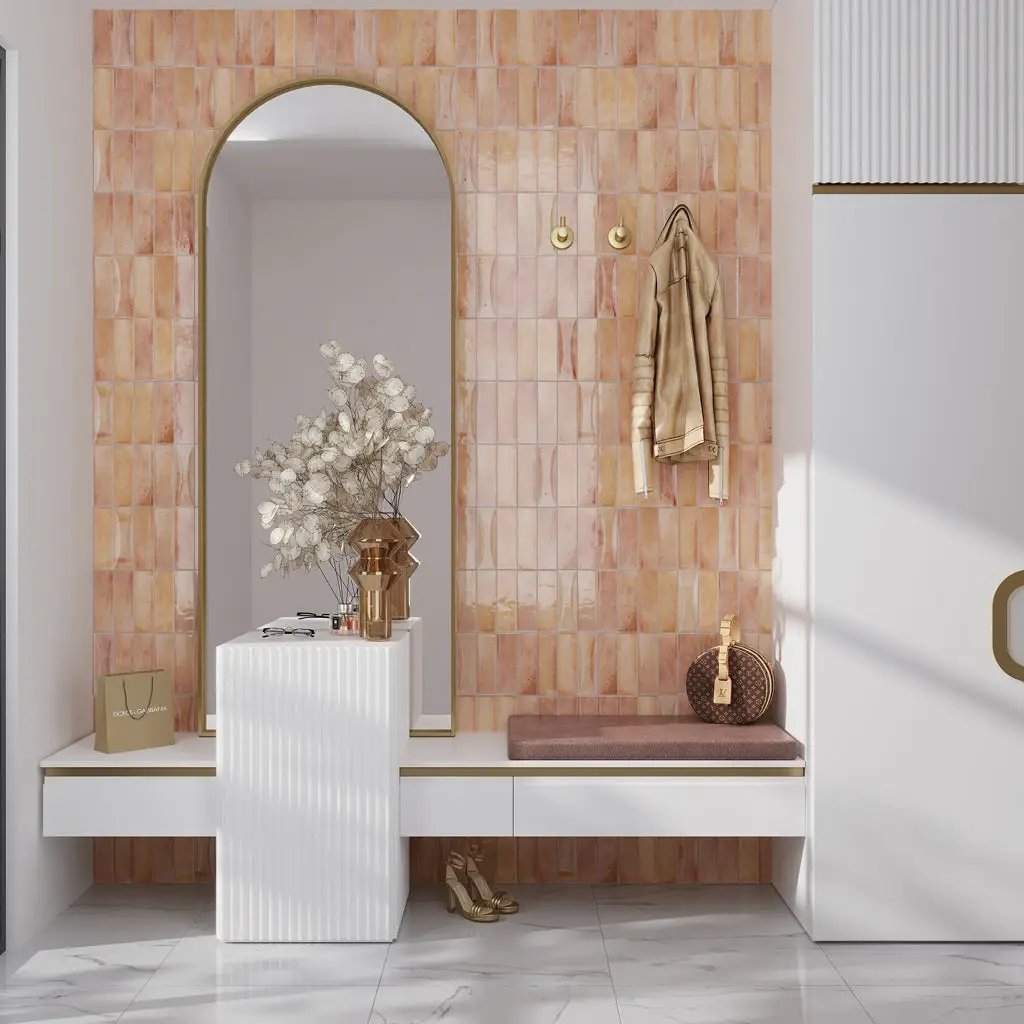 Pink 2.5x8 Glossy Ceramic Subway Tile (38 pack, 5.38 sq ft/case) by Apollo Tile