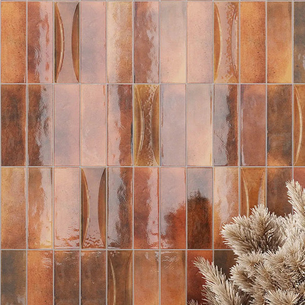 Red 2.5x8 Glossy Ceramic Subway Deco Tile (38 pack, 5.38 sq ft/case)