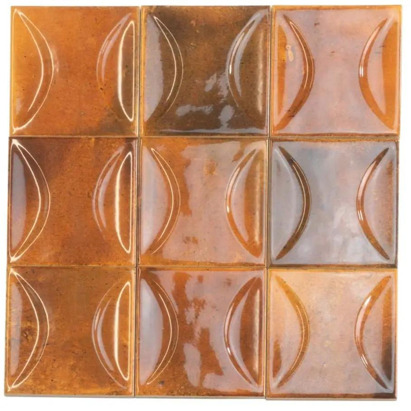 Red 4x4 Glossy Ceramic Square Deco Tile (60 pack, 6.48 sq ft/case) by Apollo Tile