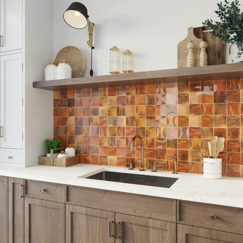Red 4x4 Glossy Square Ceramic Tile (60 pack, 6.46 sq ft/case) by Apollo Tile