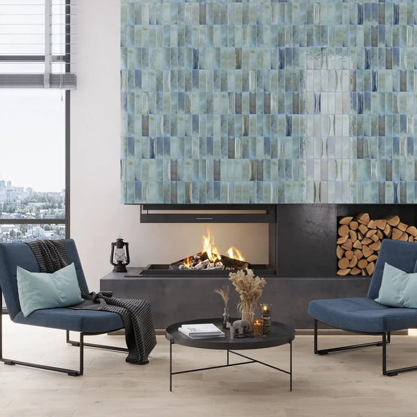Blue 2.5x8 Glossy Ceramic Subway Deco Tile (38 pack, 5.38 sq ft/case), photo 2 of 11