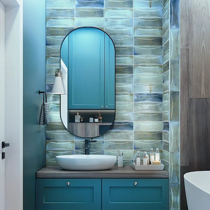 Blue 2.5x8 Glossy Ceramic Subway Deco Tile (38 pack, 5.38 sq ft/case)