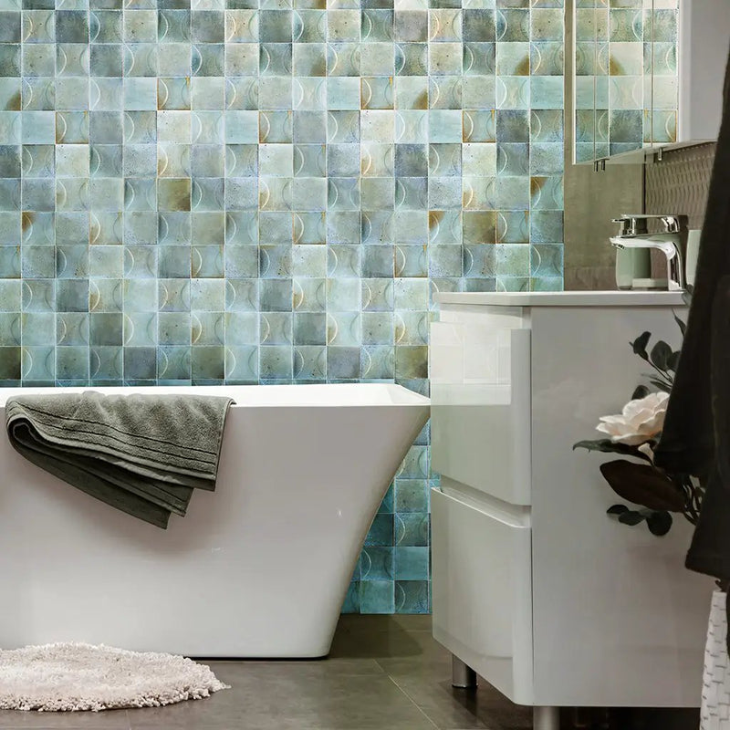 Blue 4x4 Glossy Ceramic Square Deco Tile (60 pack, 6.48 sq ft/case) by Apollo Tile
