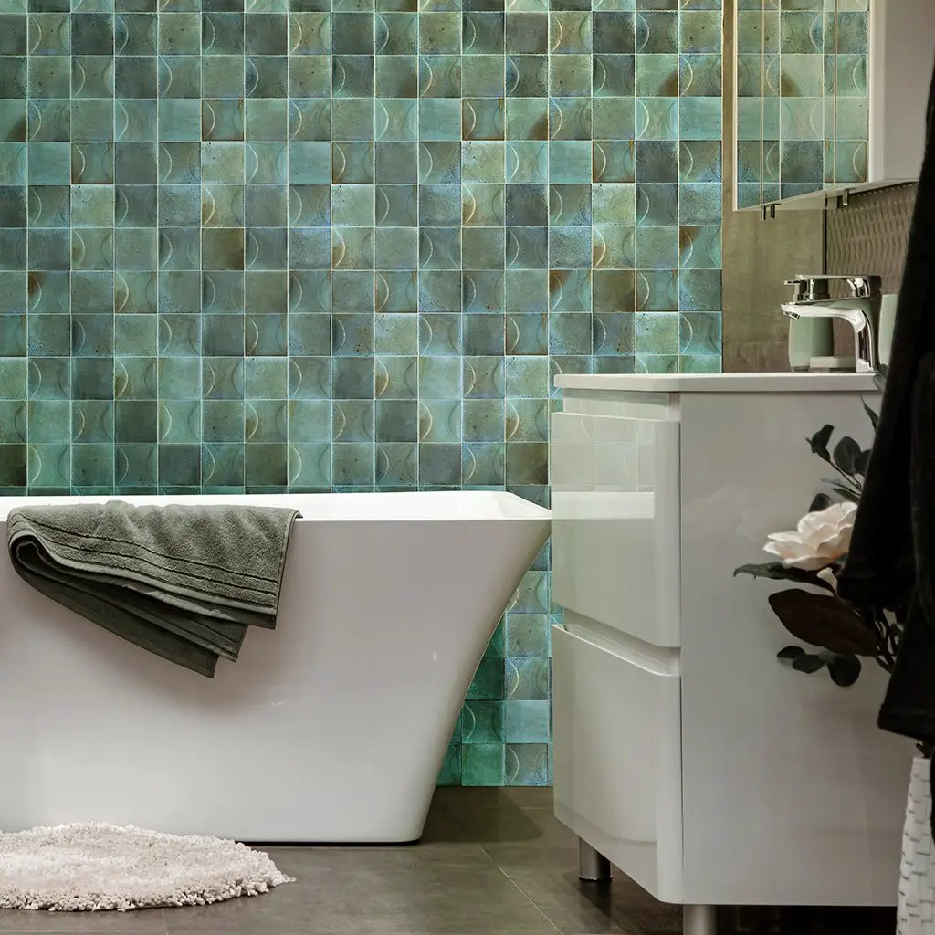 Blue 4x4 Glossy Square Ceramic Tile (60 pack, 6.46 sq ft/case) by Apollo Tile