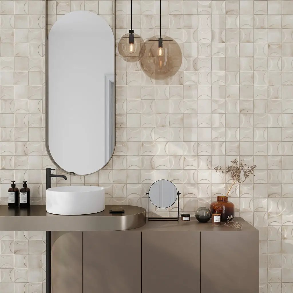 White 4x4 Glossy Ceramic Square Deco Tile (60 pack, 6.68 sq ft/case) by Apollo Tile