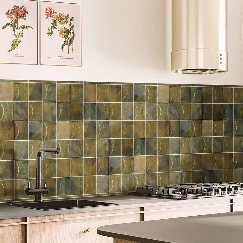 Olive Green 0.5x8 Glossy Ceramic Pencil Tile Trim (10 pack, 0.7 sq ft/case) by Apollo Tile