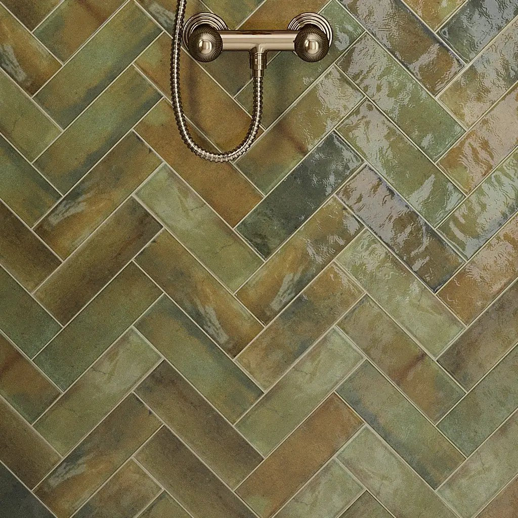 Olive Green 2.5x8 Glossy Ceramic Subway Tile (38 pack, 5.38 sq ft/case) by Apollo Tile