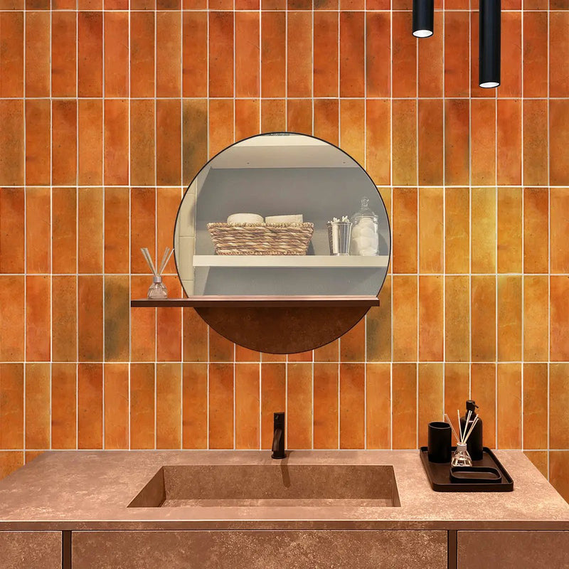 Red 2.5x8 Glossy Ceramic Subway Tile (38 pack, 5.38 sq ft/case) by Apollo Tile