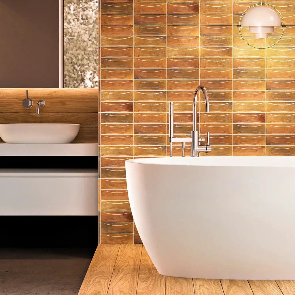 Red 0.5x8 Glossy Ceramic Pencil Tile Trim (10 pack, 0.7 sq ft/case) by Apollo Tile
