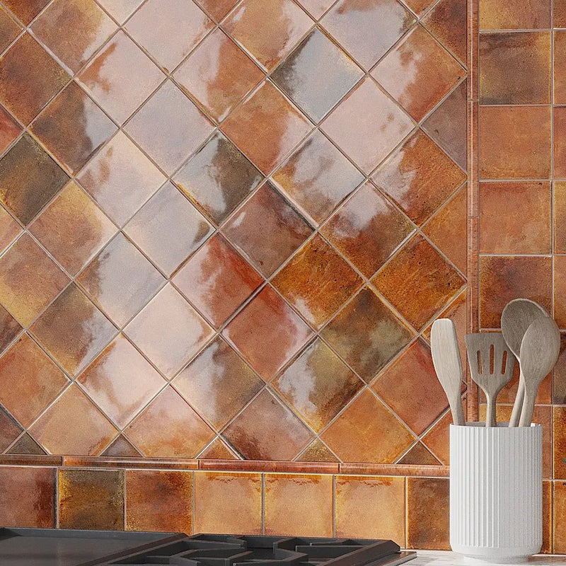 Red 4x4 Glossy Square Ceramic Tile (60 pack, 6.46 sq ft/case) by Apollo Tile