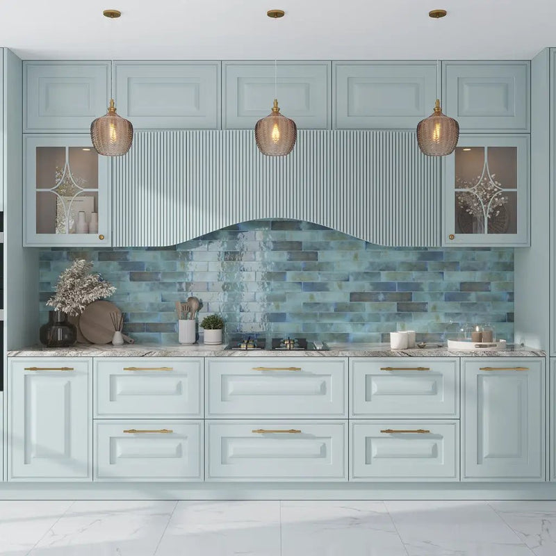 Blue 2.5x8 Glossy Ceramic Subway Tile (38 pack, 5.38 sq ft/case) by Apollo Tile