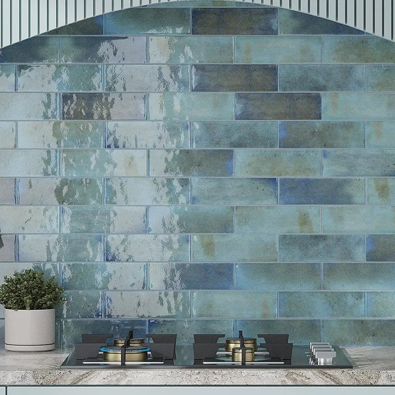 Blue 2.5x8 Glossy Ceramic Subway Tile (38 pack, 5.38 sq ft/case) by Apollo Tile
