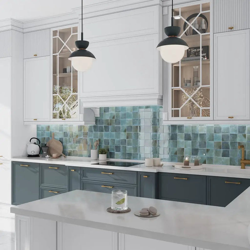 Blue 4x4 Glossy Square Ceramic Tile (60 pack, 6.46 sq ft/case) by Apollo Tile
