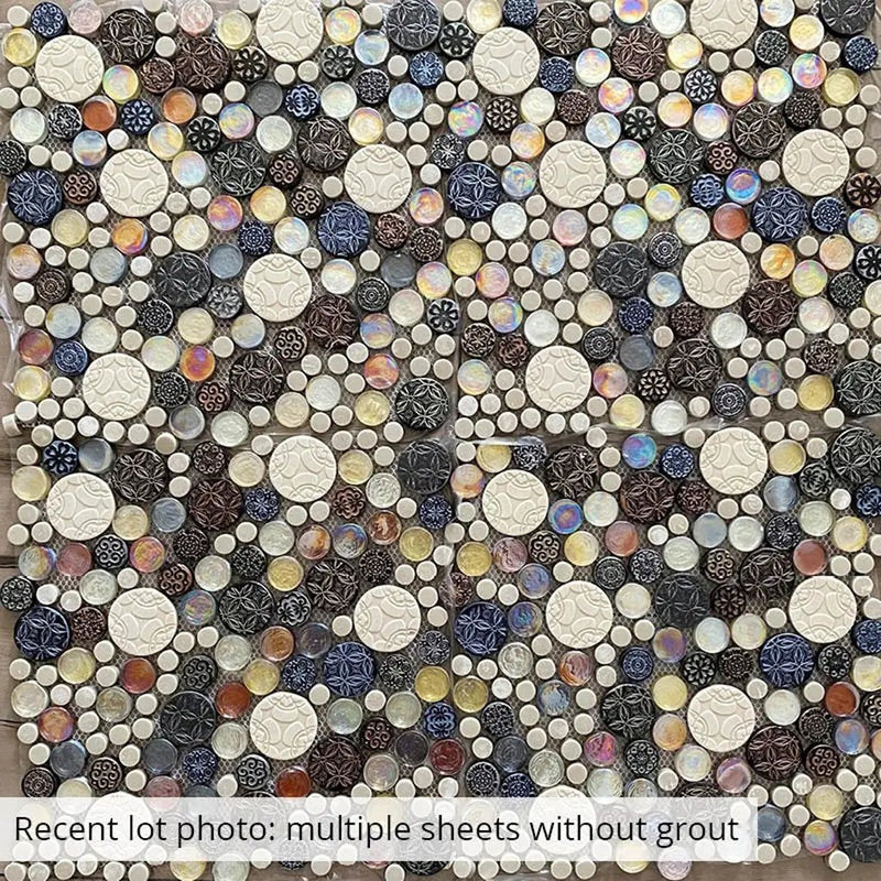 Multicolor 12x12 Glossy Textured Bubble Glass Resin Mosaic Tile (5 pack, 5 sq ft/case) by Apollo Tile
