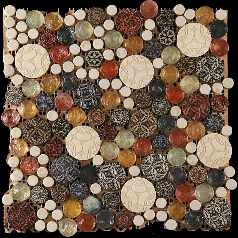 Multicolor 12x12 Glossy Textured Bubble Glass Resin Mosaic Tile (5 pack, 5 sq ft/case) by Apollo Tile