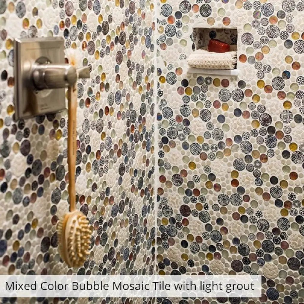 Multicolor 12x12 Glossy Textured Bubble Glass Resin Mosaic Tile (5 pack, 5 sq ft/case) by Apollo Tile