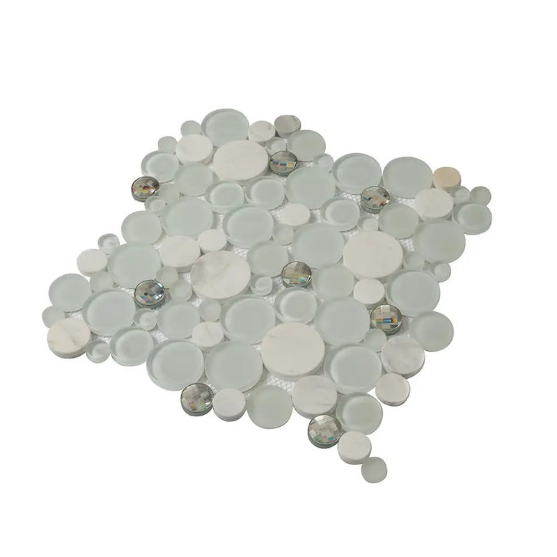 White 12x12 Glossy Matte Bubble Glass Marble Mosaic Tile (5 pack, 4.67 sq ft/case) by Apollo Tile