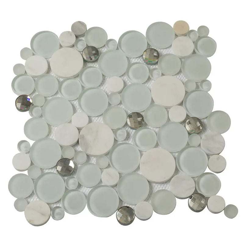 White 12x12 Glossy Matte Bubble Glass Marble Mosaic Tile (5 pack, 4.67 sq ft/case) by Apollo Tile