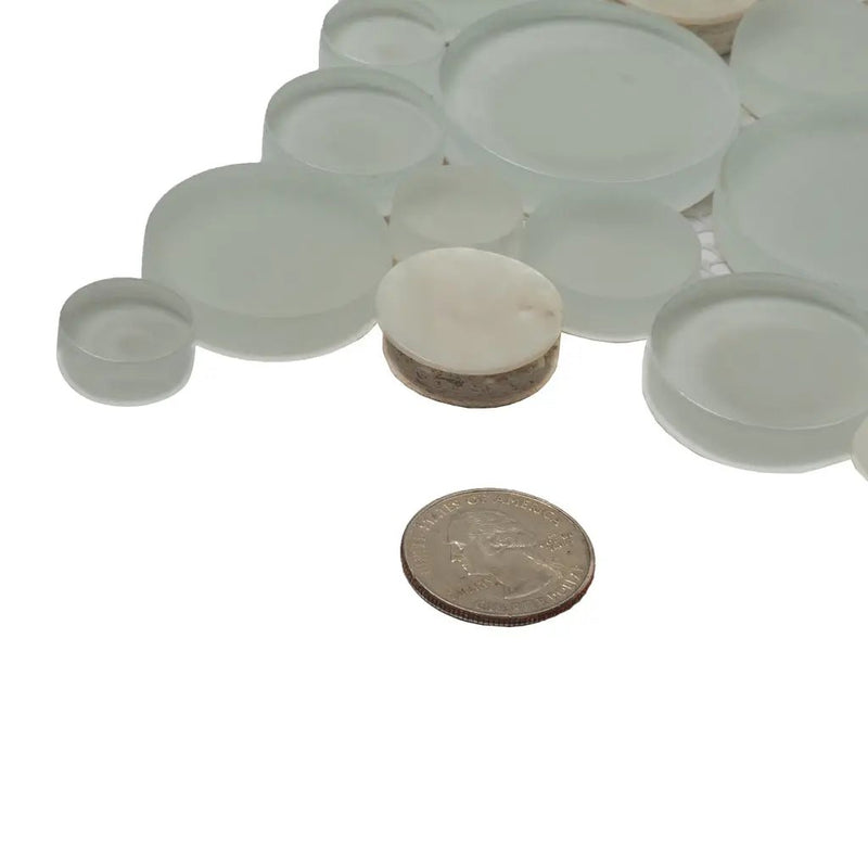 White 12x12 Glossy Matte Bubble Glass Shell Mother of Pearl Mosaic Tile by Apollo Tile