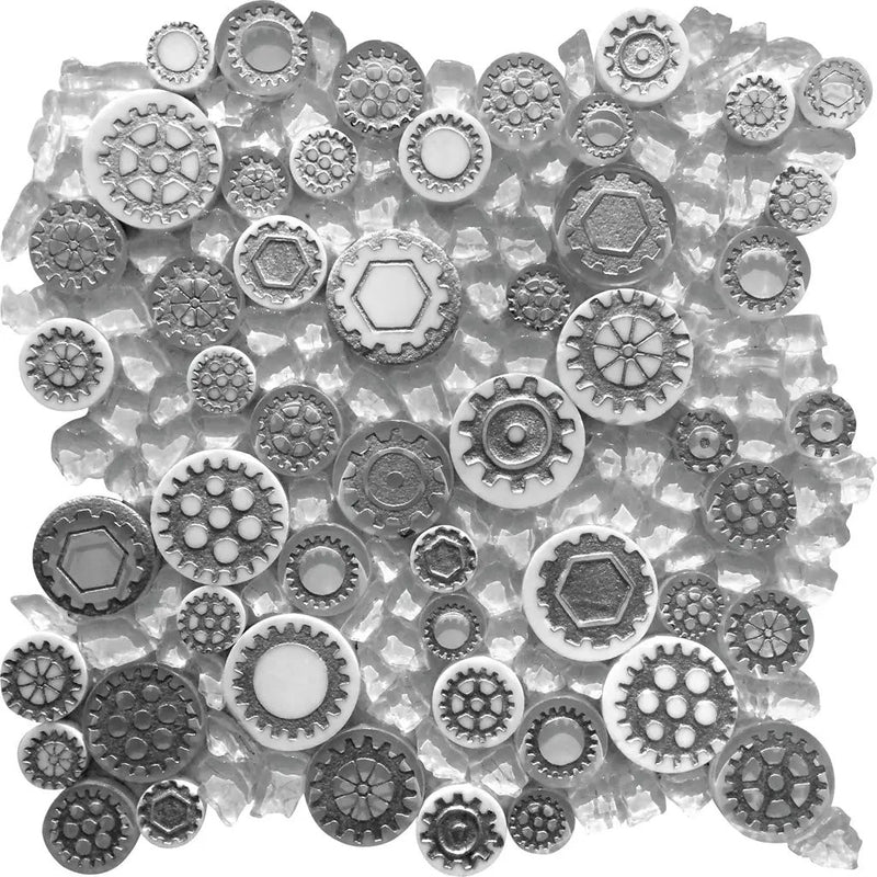 Gray 12x12 Glossy Textured Multi-shaped Glass Resin Mosaic Tile (5 pack, 4.67 sq ft/case) by Apollo Tile