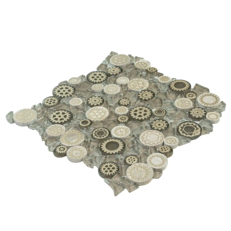 Light Brown 12x12 Glossy Textured Multi-shaped Glass Resin Mosaic Tile (5 pack, 4.67 sq ft/case) by Apollo Tile