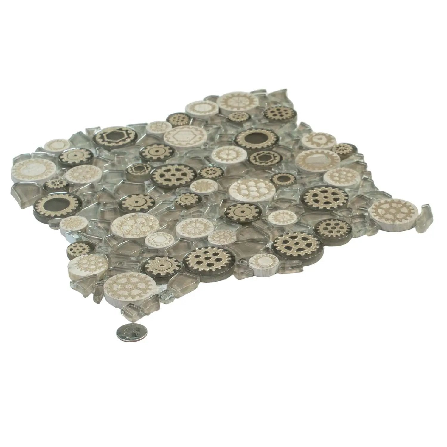 Light Brown 12x12 Glossy Textured Multi-shaped Glass Resin Mosaic Tile (5 pack, 4.67 sq ft/case) by Apollo Tile