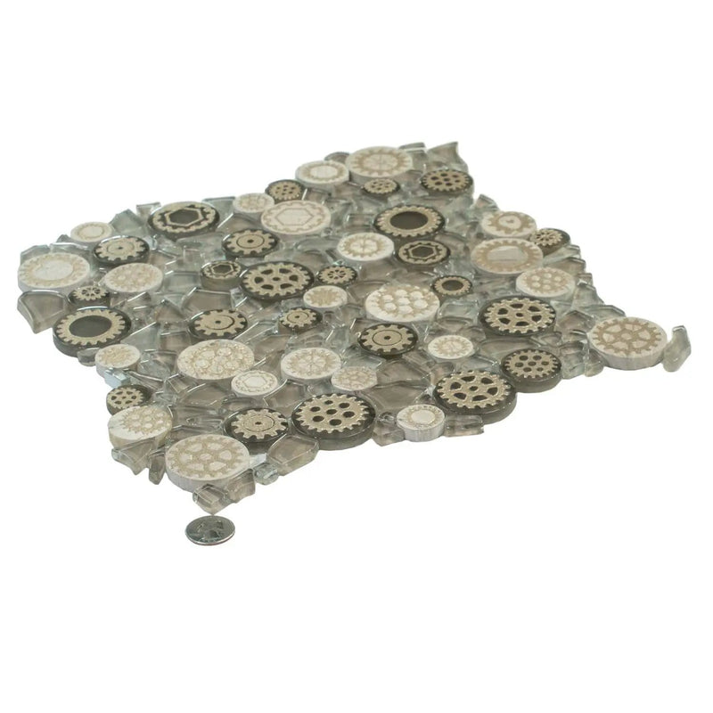 Light Brown 12x12 Glossy Textured Multi-shaped Glass Resin Mosaic Tile (5 pack, 4.67 sq ft/case) by Apollo Tile