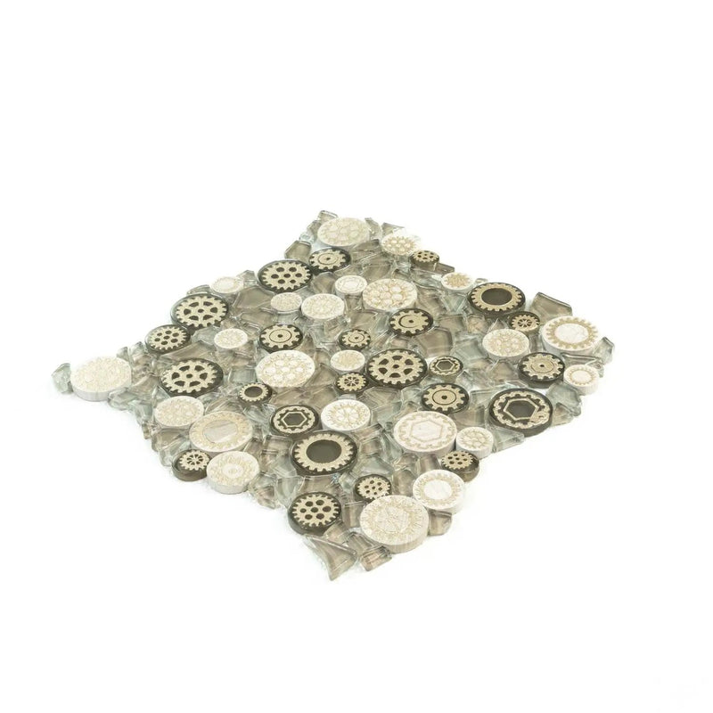 Light Brown 12x12 Glossy Textured Multi-shaped Glass Resin Mosaic Tile (5 pack, 4.67 sq ft/case) by Apollo Tile