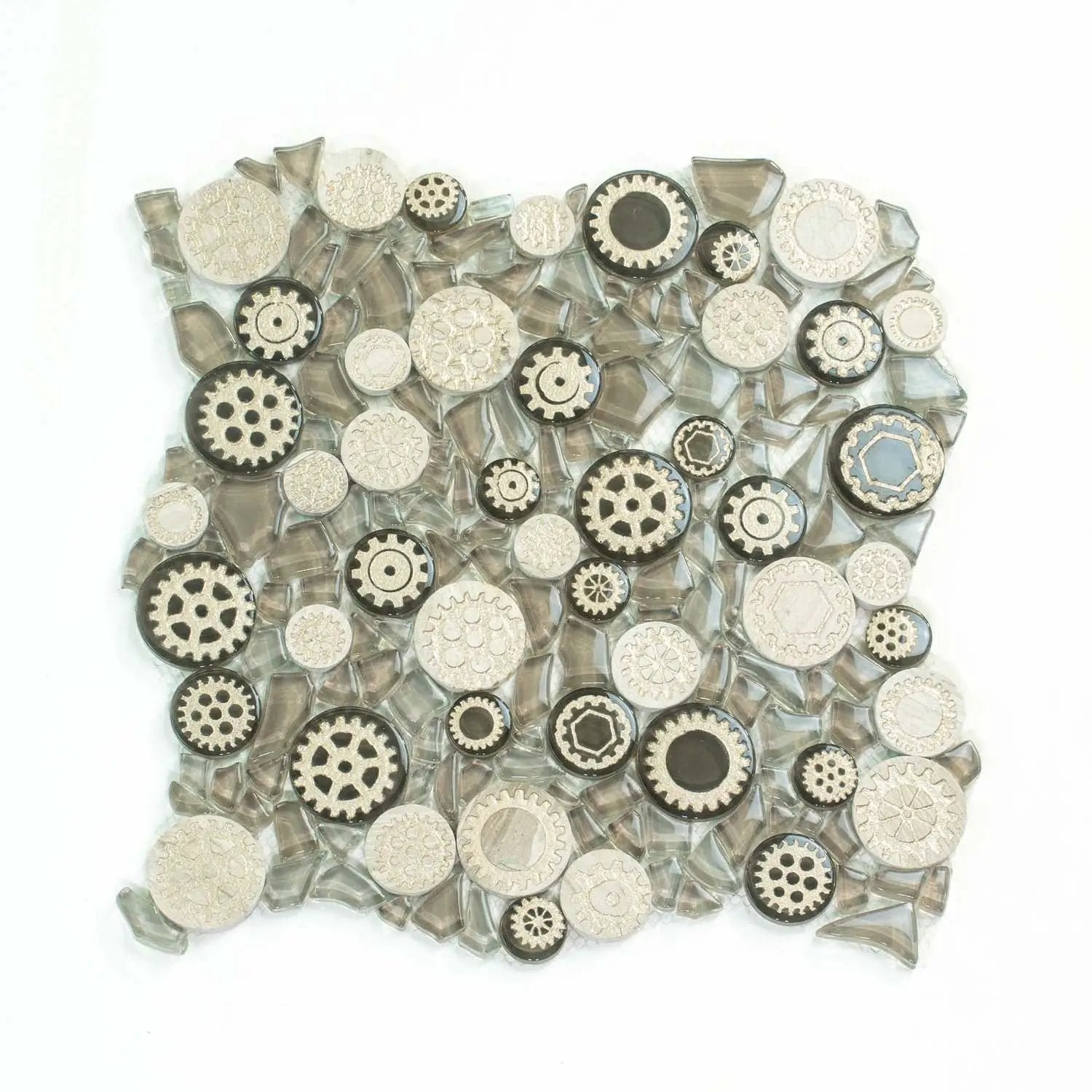 Light Brown 12x12 Glossy Textured Multi-shaped Glass Resin Mosaic Tile (5 pack, 4.67 sq ft/case) by Apollo Tile