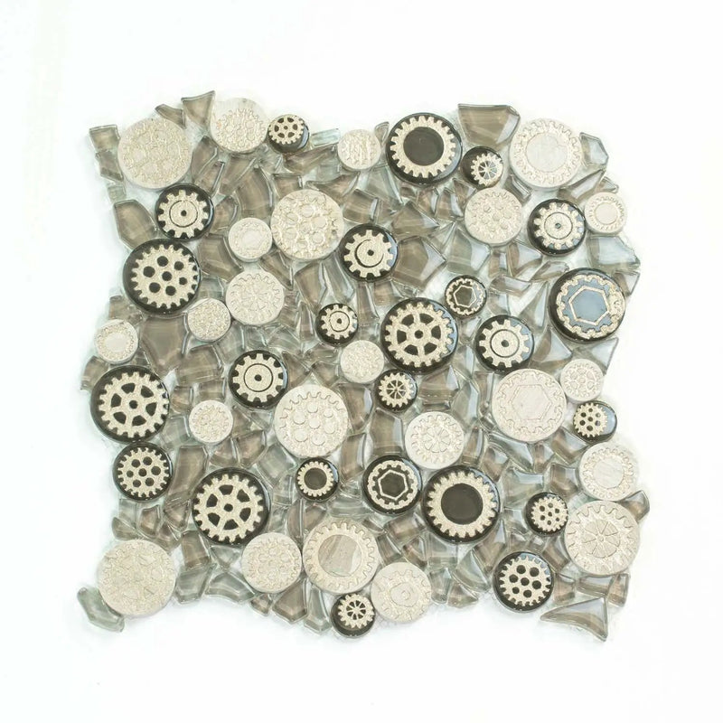 Light Brown 12x12 Glossy Textured Multi-shaped Glass Resin Mosaic Tile (5 pack, 4.67 sq ft/case) by Apollo Tile