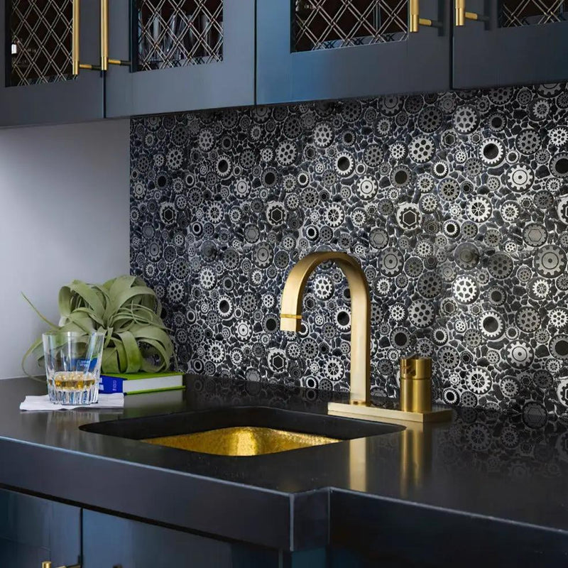 Black 12x12 Glossy Textured Multi-shaped Glass Resin Mosaic Tile (5 pack, 4.67 sq ft/case) by Apollo Tile