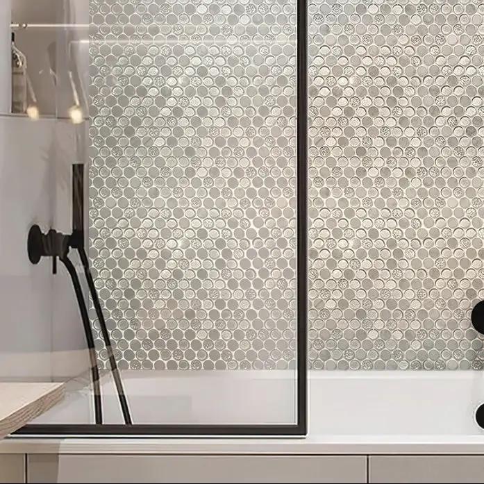 White 12x12 Glossy Penny Round Glass Marble Mosaic Tile (5 pack, 4.83 sq ft/case) by Apollo Tile