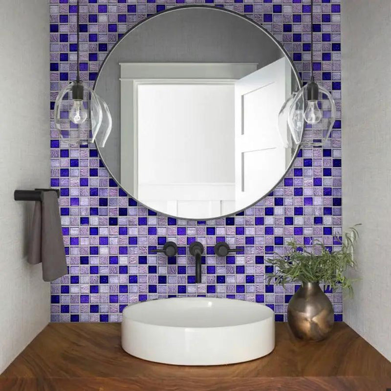 Purple 12x12 Polished Foiled Square Glass Resin Stone Mosaic Tile (5 pack, 4.83 sq ft/case) by Apollo Tile