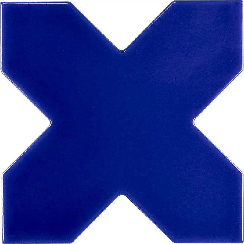 Cobalt Blue 5x5 Glossy Cross Ceramic Tile (27 pack, 5.37 sq ft/case) by Apollo Tile