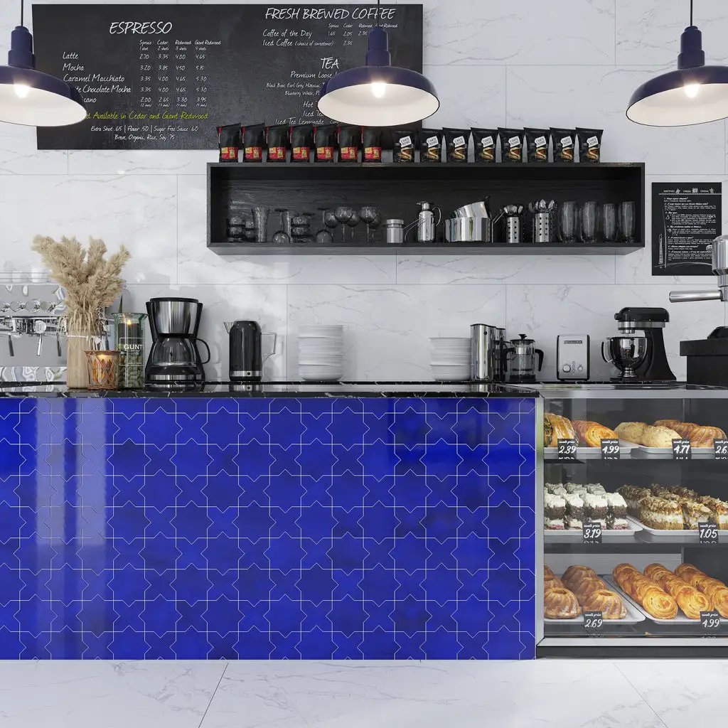 Cobalt Blue 5x5 Glossy Cross Ceramic Tile (27 pack, 5.37 sq ft/case) by Apollo Tile